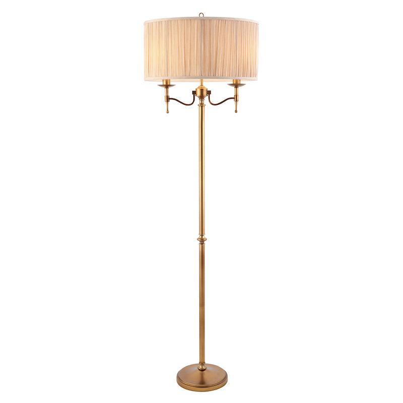 Traditional Floor Lamps - Stanford Antique Brass Floor Lamp 63620 lit light