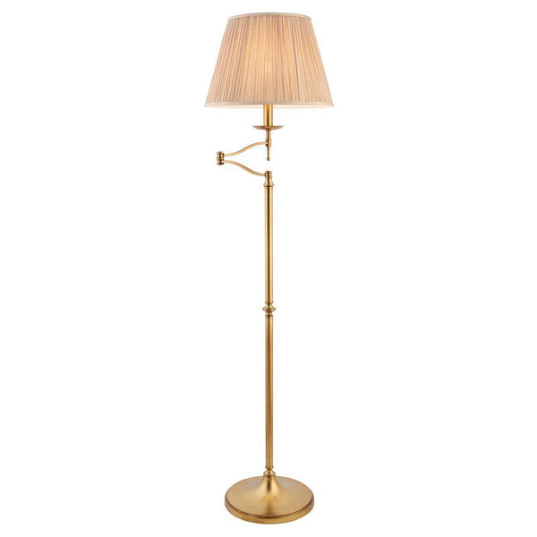 Traditional Floor Lamps - Stanford Antique Brass Floor Lamp 63621 lit