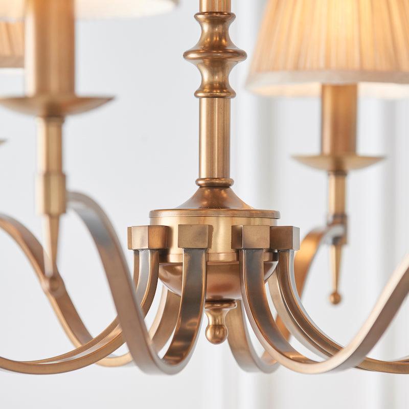 stanford brass chandelier with shades 63626 close up fitting