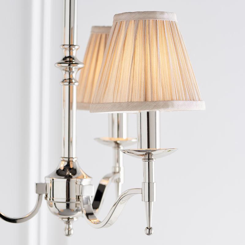 Stanford 3 Light Polished Nickel Chandelier with Beige Shades