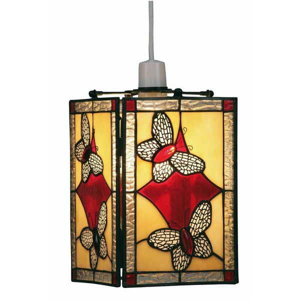 Tiffany Non Electric Pendants - Butterfly Tiffany Red Easy Fit Non Electric Lantern OT 26 RD