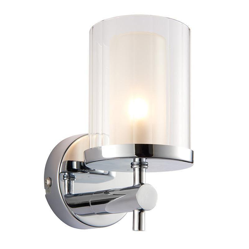 Traditional Bathroom Lights - Britton Chrome Finish With Clear And Frosted Glass Bathroom Wall Light 51885