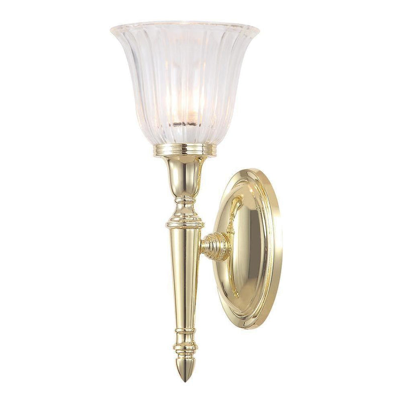Traditional Bathroom Lights - Dryden Cloche Shade Polished Brass Finish Solid Brass Bathroom Wall Light BATH-DRYDEN1 PB