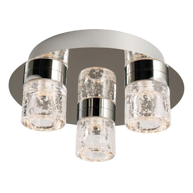 Traditional Bathroom Lights - Imperial Chrome & Clear Glass With Bubbles Flush 3 Light LED Bathroom Ceiling Light 61359