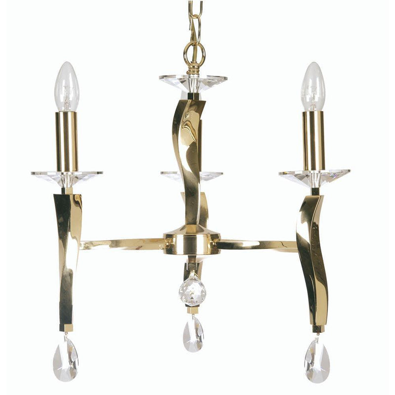Traditional Ceiling Pendant Lights - Aire Cast Brass 3 Light Chandelier With Gold Plate 719/3 GO