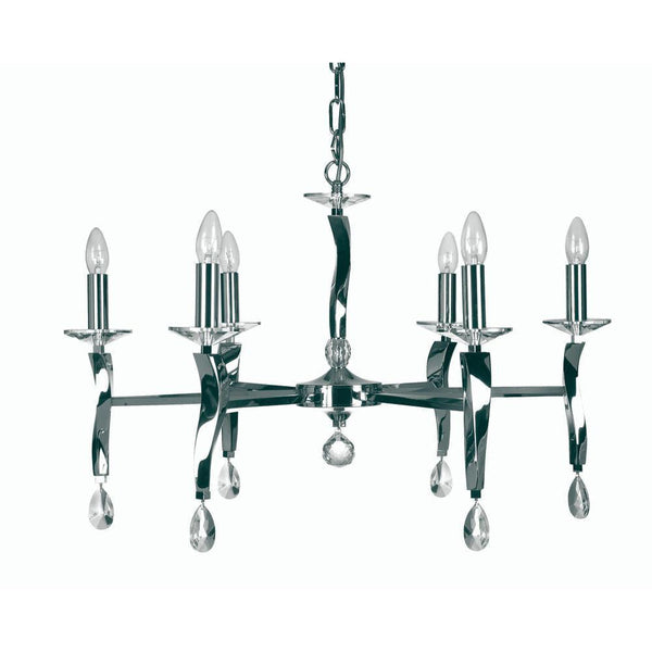 Traditional Ceiling Pendant Lights - Aire Cast Brass 6 Light Chandelier With Chrome Plate 719/6 CH