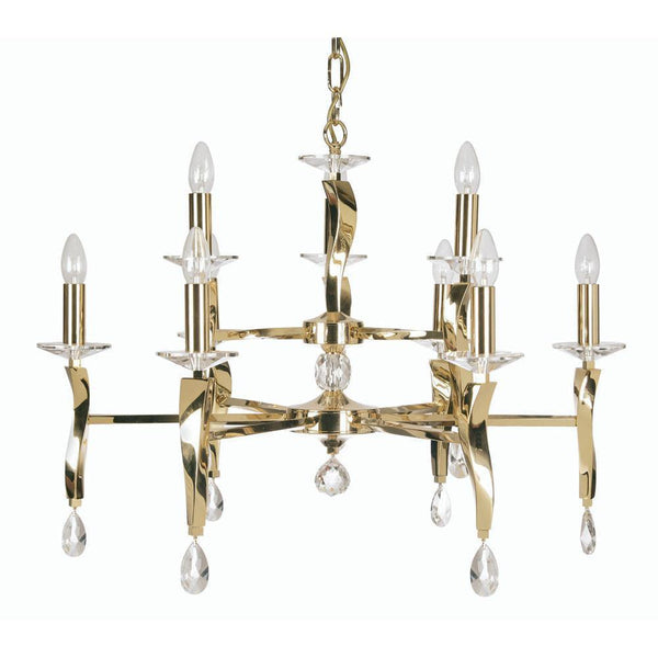 Traditional Ceiling Pendant Lights - Aire Cast Brass 9 Light Chandelier With Gold Plate 719/9 GO