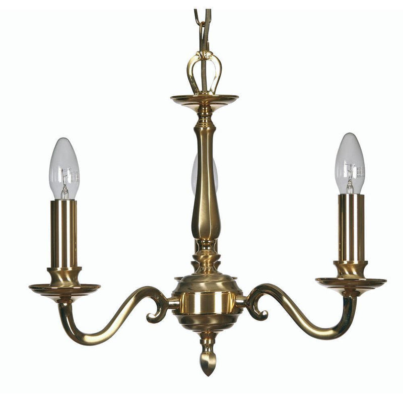 Traditional Ceiling Pendant Lights - Aylesbury Cast Brass 3 Light Chandelier With Two-Tone Satin & Polished Gold Plate 700/3 SG