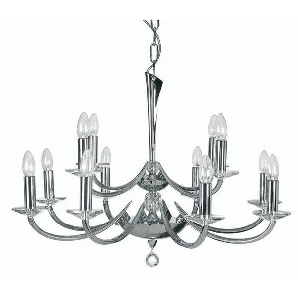 Traditional Ceiling Pendant Lights - Bahia Cast Brass 12 Light Chandelier With Chrome Plate 715/8+4 CH