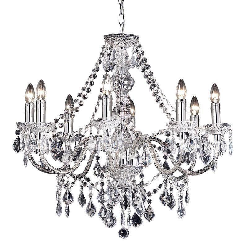 Traditional Ceiling Pendant Lights - Clearence Clear Acrylic & Chrome Plate 8LT Pendant Ceiling Light 308-8CL