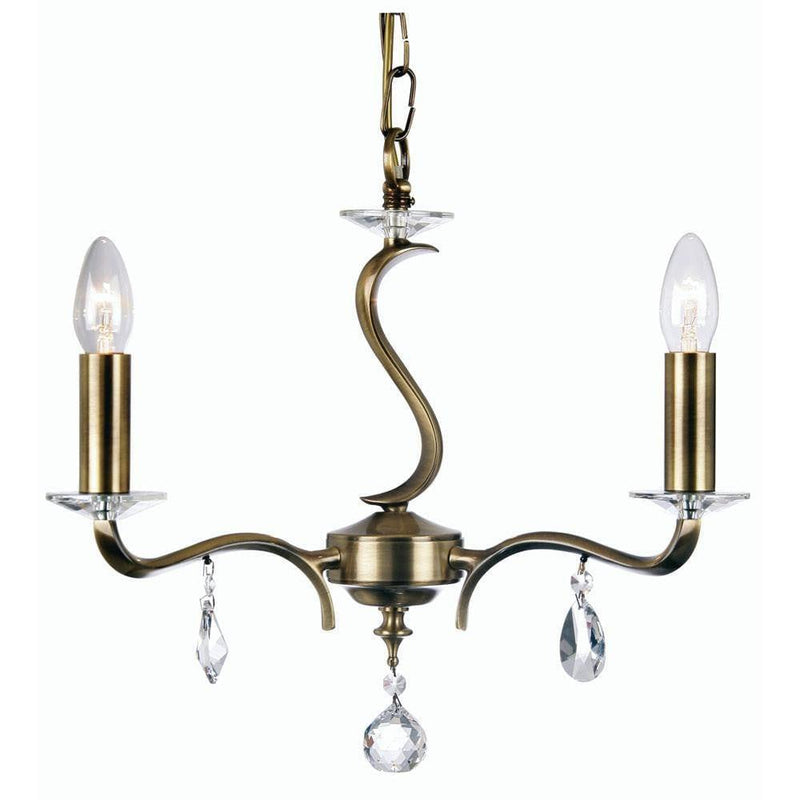 Traditional Ceiling Pendant Lights - Cobra Cast Brass 3 Light Chandelier With Antique Brass Plate 227/3 AB