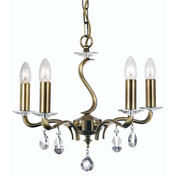 Traditional Ceiling Pendant Lights - Cobra Cast Brass 5 Light Chandelier With Antique Brass Plate 227/5 AB