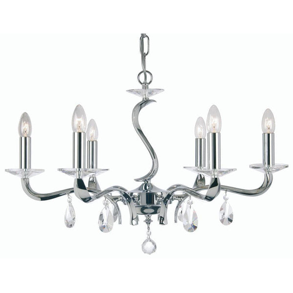 Traditional Ceiling Pendant Lights - Cobra Cast Brass 6 Light Chandelier With Chrome Plate 227/6 CH