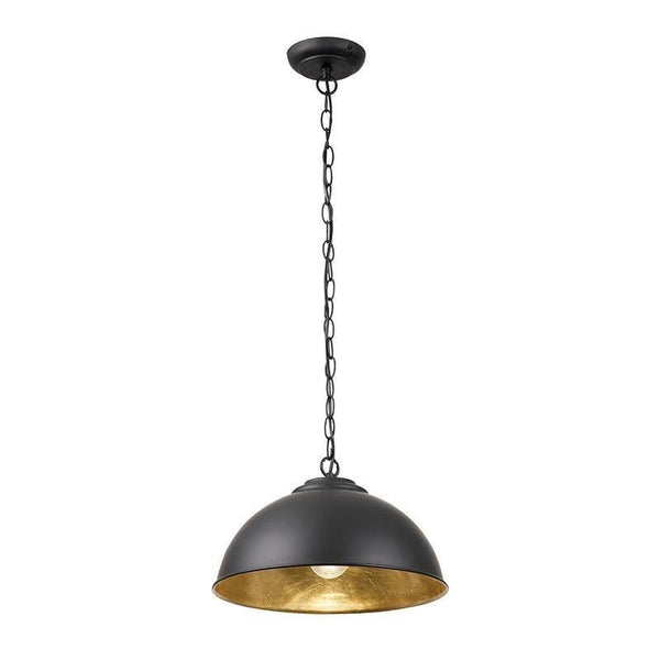 Traditional Ceiling Pendant Lights - Colman Gloss Black And Gold Leaf Finish Pendant Ceiling Light COLMAN-BL