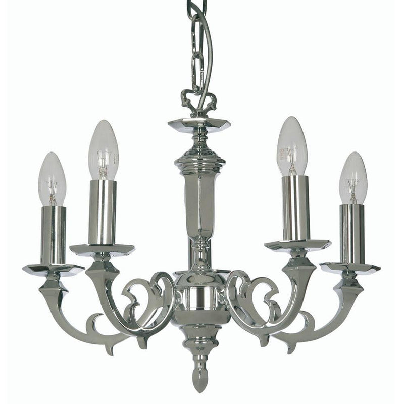 Traditional Ceiling Pendant Lights - Dorchester Cast Brass 5 Light Chandelier With Chrome Plate 370/5 CH