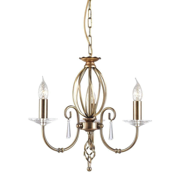 Traditional Ceiling Pendant Lights - Elstead Aegean Aged Brass 3lt Chandelier Ceiling Light AG3 Aged Brass