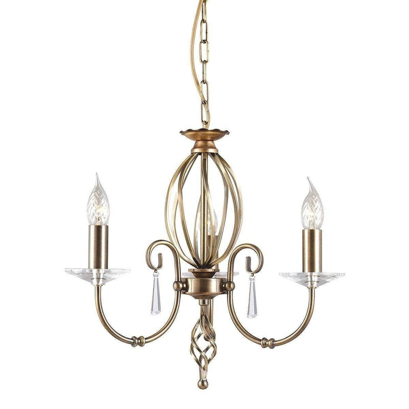 Traditional Ceiling Pendant Lights - Elstead Aegean Aged Brass 3lt Chandelier Ceiling Light AG3 Aged Brass