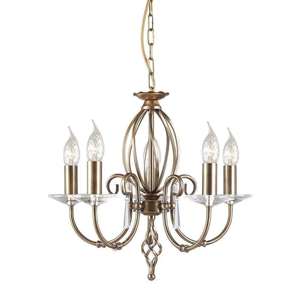 Traditional Ceiling Pendant Lights - Elstead Aegean Aged Brass 5lt Chandelier Ceiling Light AG5 Aged Brass