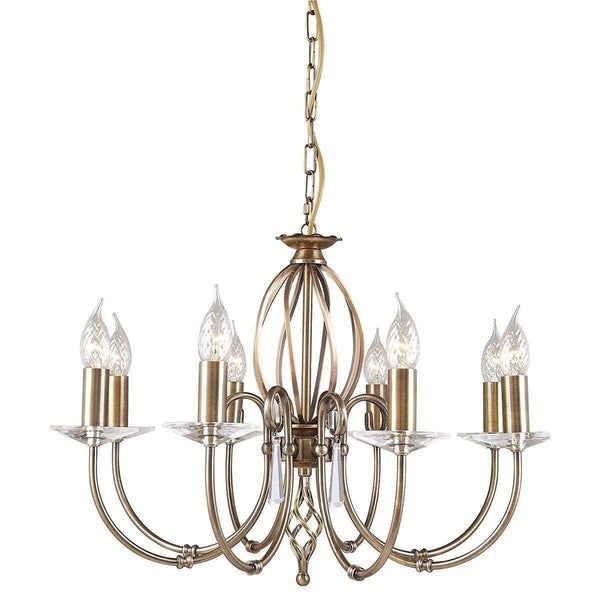 Traditional Ceiling Pendant Lights - Elstead Aegean Aged Brass 8lt Chandelier Ceiling Light AG8 Aged Brass