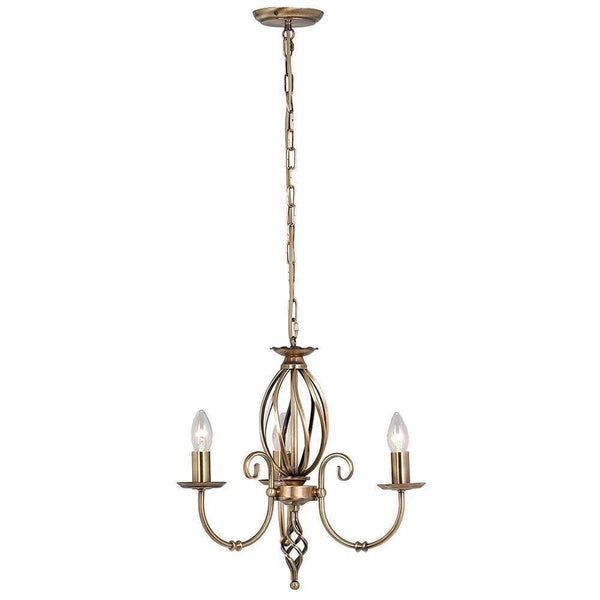 Traditional Ceiling Pendant Lights - Elstead Artisan Aged Brass 3lt Chandelier Ceiling Light ART3 AGD BRASS