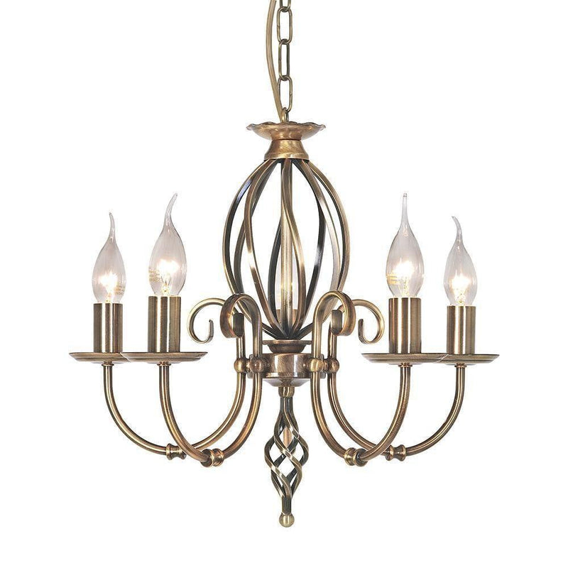 Traditional Ceiling Pendant Lights - Elstead Artisan Aged Brass 5lt Chandelier Ceiling Light ART5 AGD BRASS