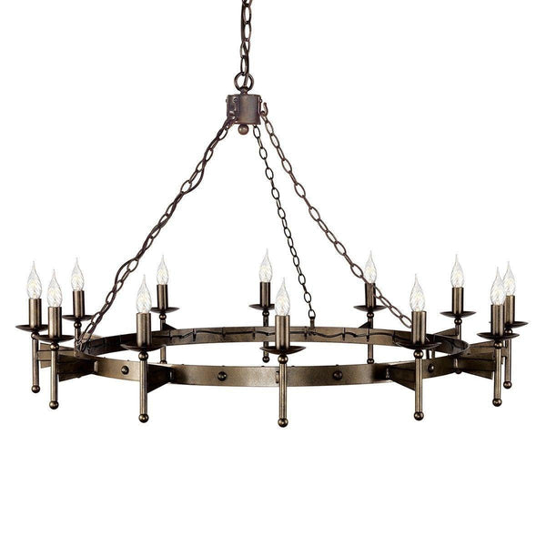 Traditional Ceiling Pendant Lights - Elstead Cromwell 12It Chandelier Ceiling Light CW12 OLD BRZ