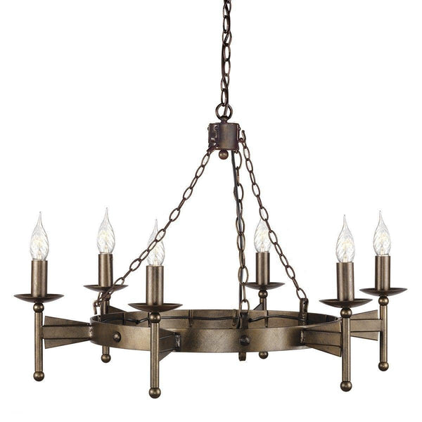 Traditional Ceiling Pendant Lights - Elstead Cromwell 6It Chandelier Ceiling Light CW6 OLD BRZ