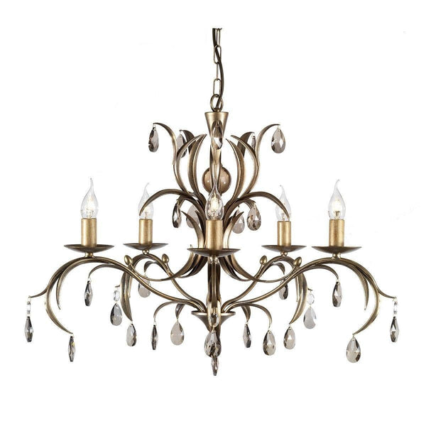 Traditional Ceiling Pendant Lights - Elstead Lily 5lt Chandelier Ceiling Light LL5 ANT BRZ