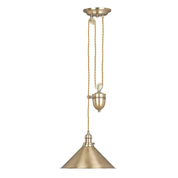 Traditional Ceiling Pendant Lights - Elstead Provence Adged Brass 1lt Rise & Fall Pendant Ceiling Light PV/P AGB