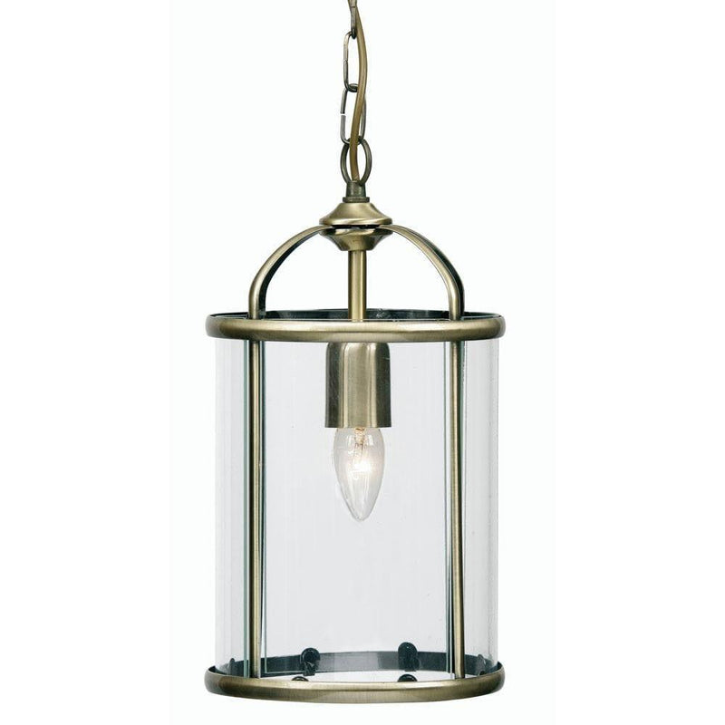Traditional Ceiling Pendant Lights - Fern brass Finish 1 Light Lantern 351/1 AB
