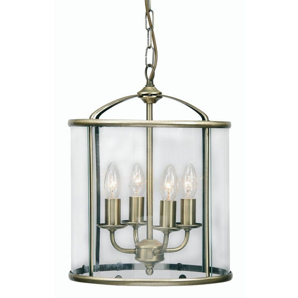 Traditional Ceiling Pendant Lights - Fern brass Finish 4 Light Lantern 351/4 AB