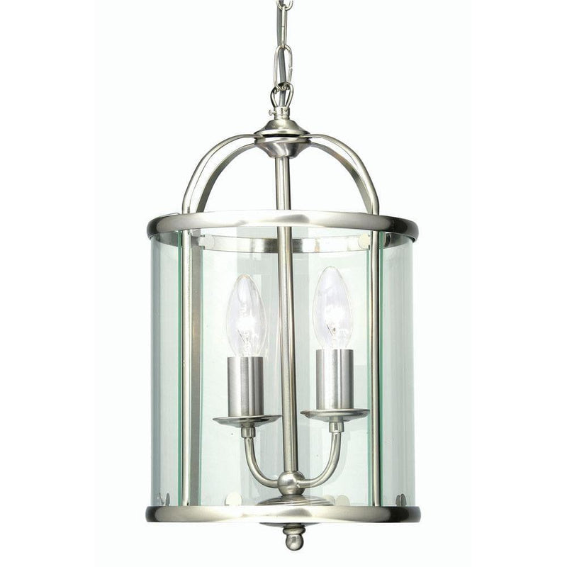 Traditional Ceiling Pendant Lights - Fern Antique Chrome Finish 2 Light Lantern 351/2 AC