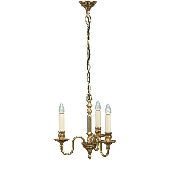 Traditional Ceiling Pendant Lights - Fitzroy 3 Light Solid Brass Chandelier ABY133P3
