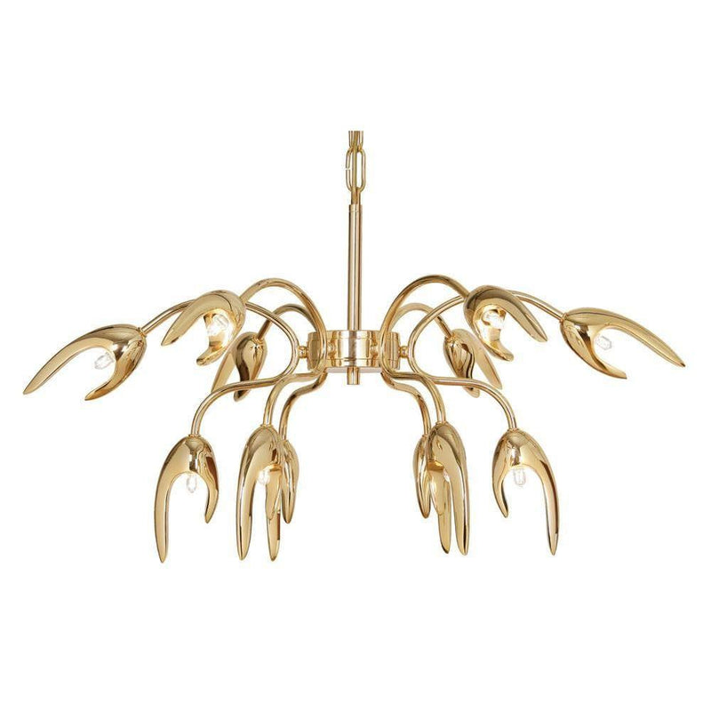 Traditional Ceiling Pendant Lights - Flama Cast Brass 12 Light Chandelier With Gold Plate 732/6+6 GO