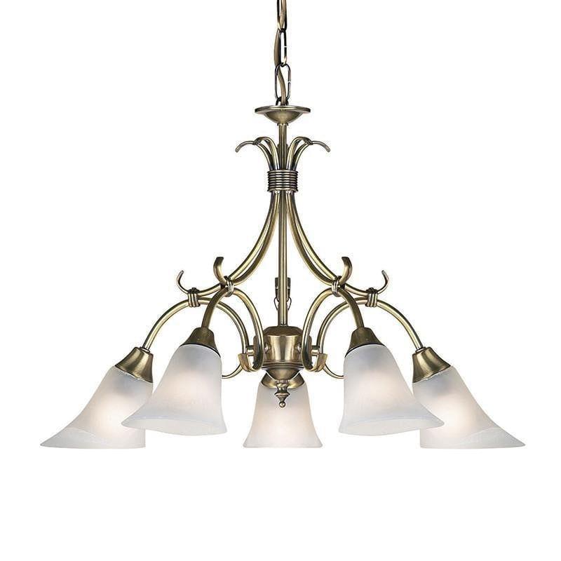 Traditional Ceiling Pendant Lights - Hardwick Antique Brass Finish 5 Light Pendant Ceiling Light 144-5AN