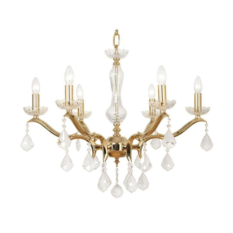 Traditional Ceiling Pendant Lights - Isabella Cast Brass 6 Light Chandelier With Gold Plate 173/6 GO