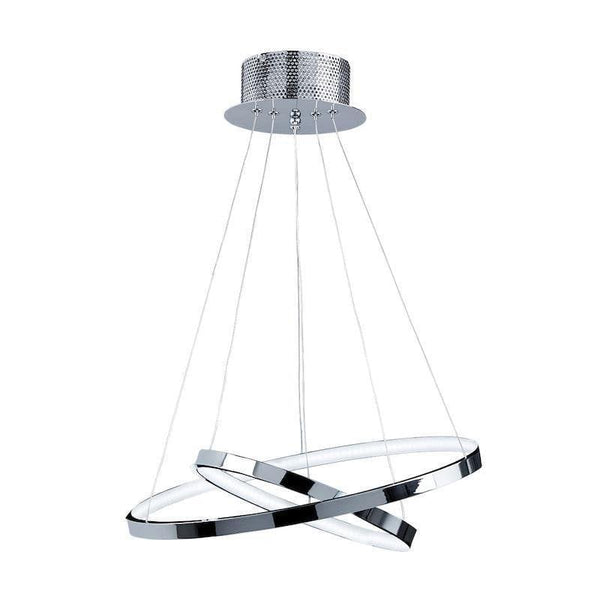 Traditional Ceiling Pendant Lights - Kline 2 Ring Chrome Plate & Frosted Acrylic Pendant Ceiling Light KLINE-2CH