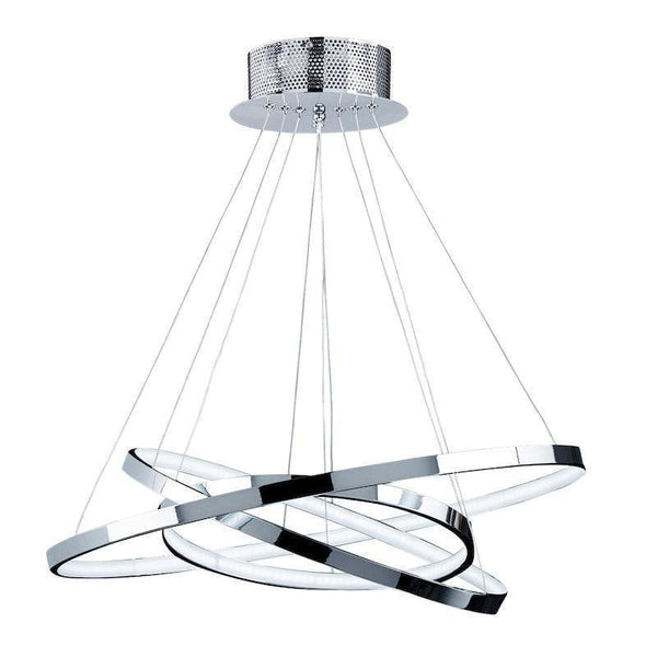 Traditional Ceiling Pendant Lights - Kline 3 Ring Chrome Plate & Frosted Acrylic Pendant Ceiling Light KLINE-3CH