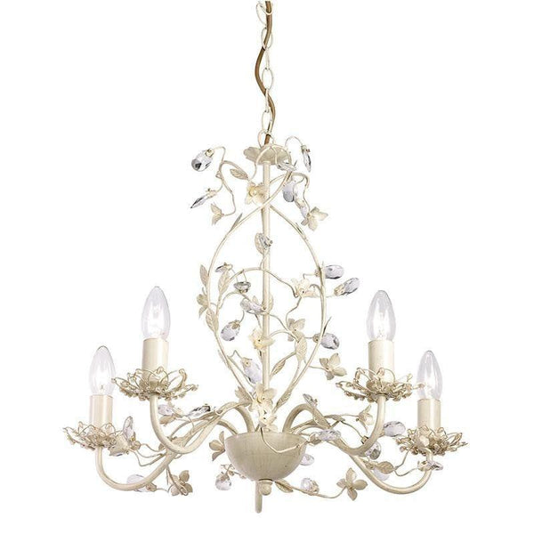 Traditional Ceiling Pendant Lights - Lullaby Cream And Gold Painted 5 Light Chandelier LULLABY-5CR