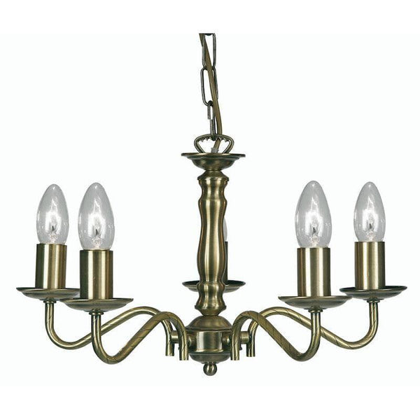 Traditional Ceiling Pendant Lights - Nadoor 5 Light Antique Brass Pendant Ceiling Light 8230/5 AB