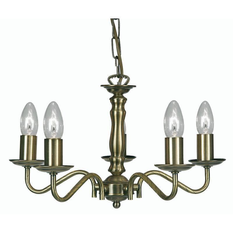 Traditional Ceiling Pendant Lights - Nadoor 5 Light Antique Brass Pendant Ceiling Light 8230/5 AB