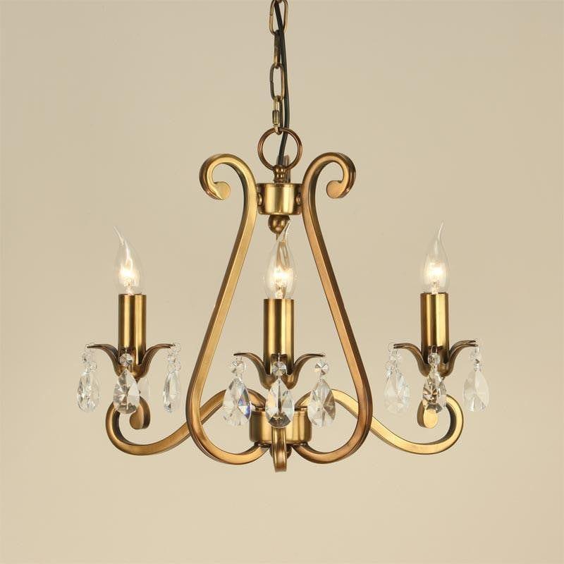 Traditional Ceiling Pendant Lights - Oksana Antique Brass Finish 3 Light Chandelier UL1P3B