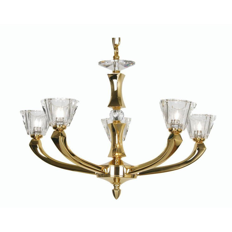 Traditional Ceiling Pendant Lights - Perseas Cast Brass 5 Light Chandelier With Gold Plate 726/5 GO
