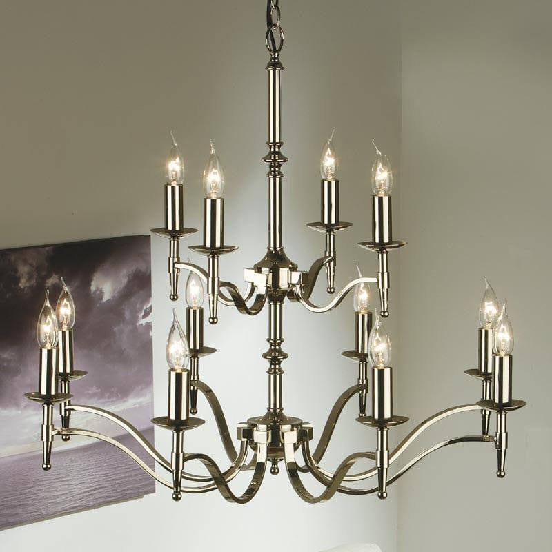 Traditional Ceiling Pendant Lights - Stanford 12 Light Polished Nickel Finish Chandelier CA1P12N