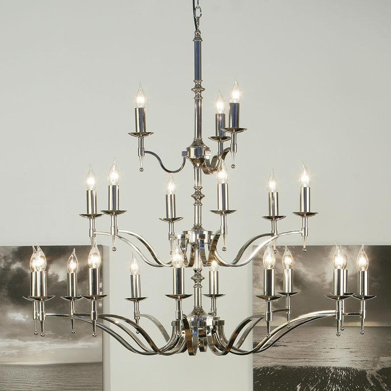 Traditional Ceiling Pendant Lights - Stanford 21 Light Polished Nickel Finish Chandelier CA1P21N
