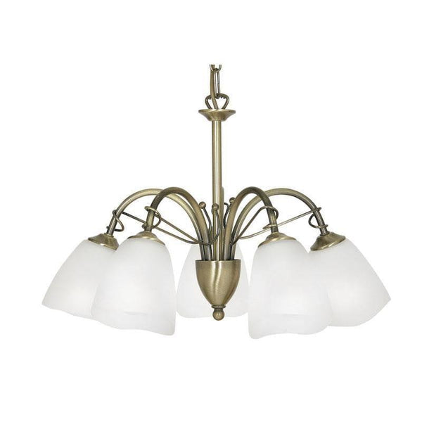 Traditional Ceiling Pendant Lights - Turin 5 Light Antique Brass Pendant Ceiling Light 4106/5 AB