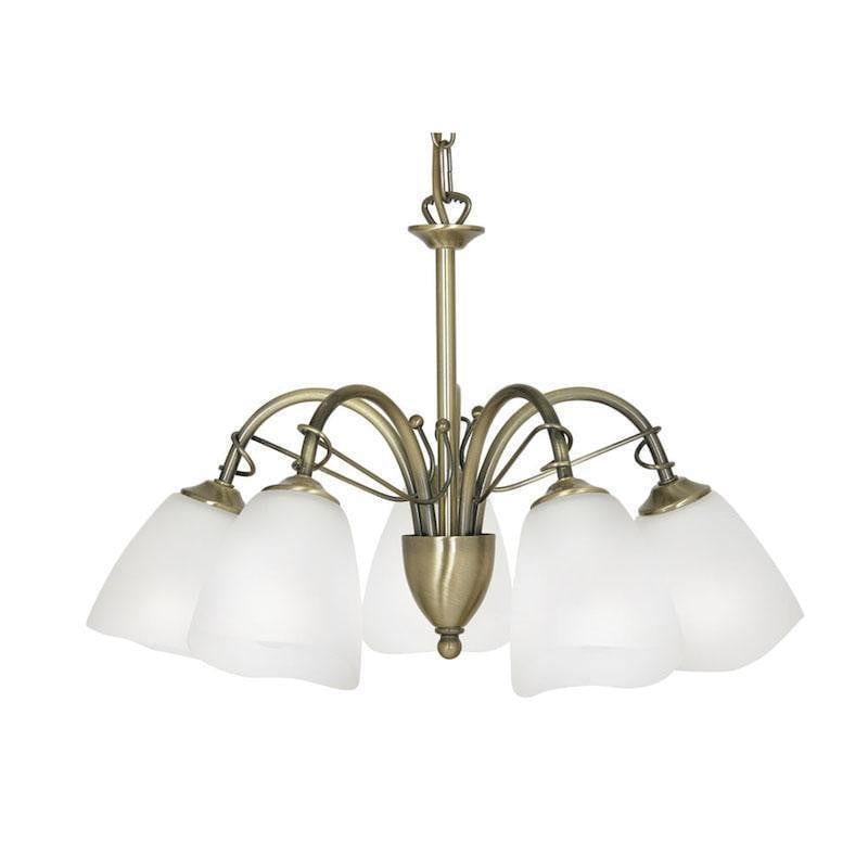 Traditional Ceiling Pendant Lights - Turin 5 Light Antique Brass Pendant Ceiling Light 4106/5 AB