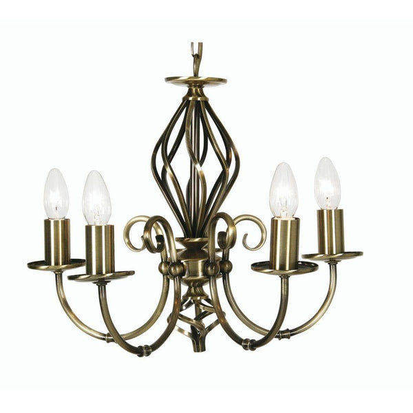 Traditional Ceiling Pendant Lights - Tuscany Antique Brass Finish 5 Light Chandelier 3380/5 AB