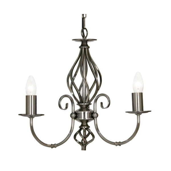 Traditional Ceiling Pendant Lights - Tuscany Antique Silver Finish 3 Light Chandelier 3380/3 AS
