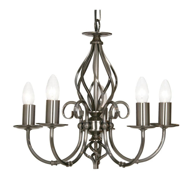 Traditional Ceiling Pendant Lights - Tuscany Antique Silver Finish 5 Light Chandelier 3380/5 AS